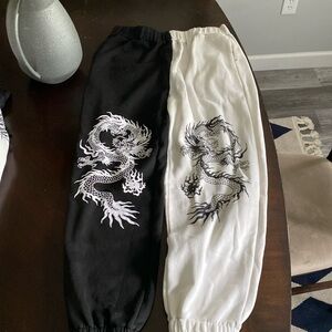 Black and white graphic sweatpants
